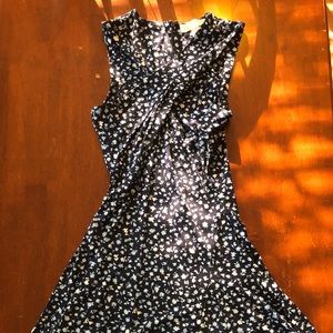 Michael Kohrs Dress - blue floral twist neck